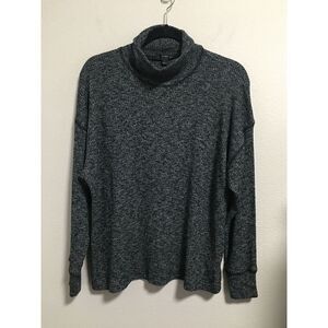 J. Crew Women's Fine Rib Knit Turtleneck Sweater Pullover Charcoal Gray Sz Large